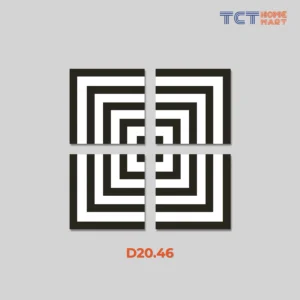 Gạch Bông 20x20 cm - Viên Góc Và Viền Gạch Trang Trí Mờ Trắng Đen