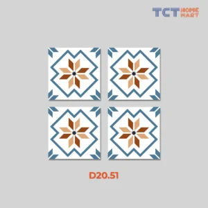 BST 7 Kiểu Gạch Bông 20x20 cm - Gạch Trang Trí Mờ Xanh Dương