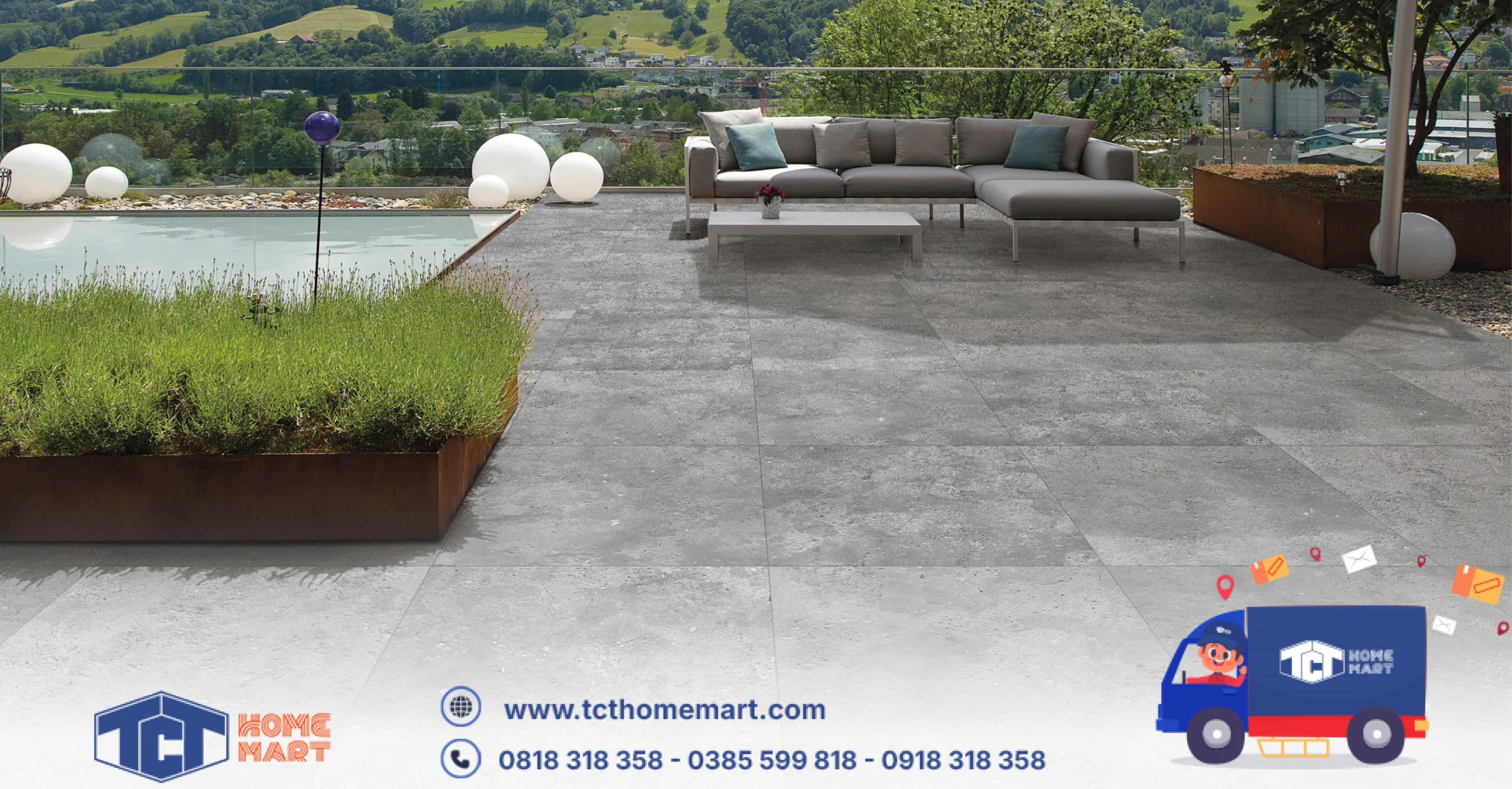 Khả năng chống thấm nước và kháng rêu mốc giúp gạch sân vườn TCT Home Mart giữ vẻ đẹp bền lâu.